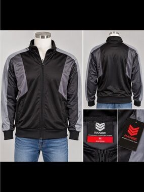 RANGE Men's Black & Gray Track Jacket NWT